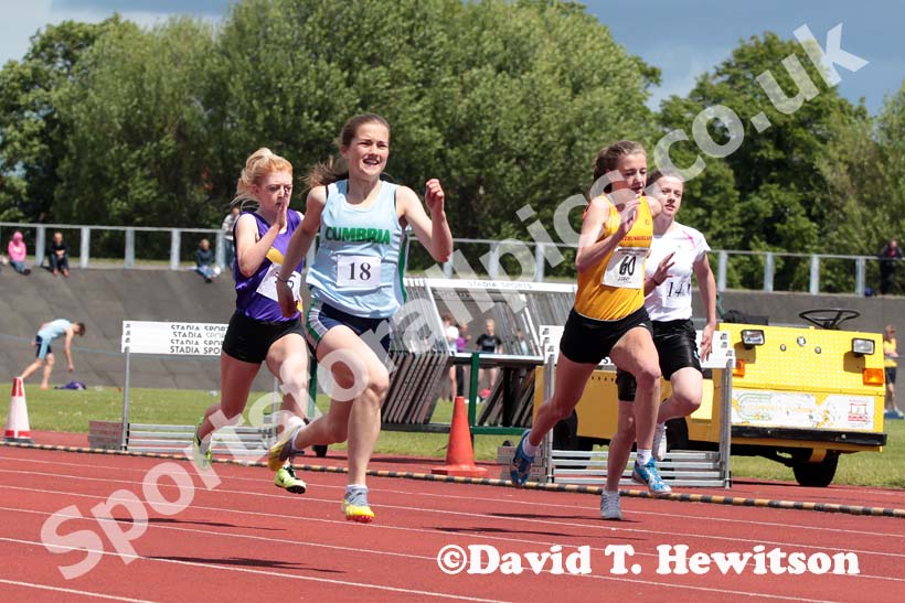 100 metres at the Annual Inter-Counties Schools, Cleveland v Cumbria v Durham v Northumberland at Claireville Stadium, Middlesbrough